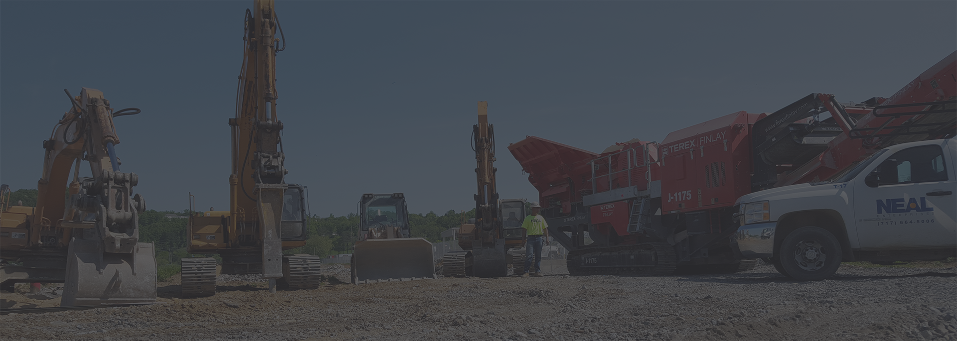 Demolition equipment lined up